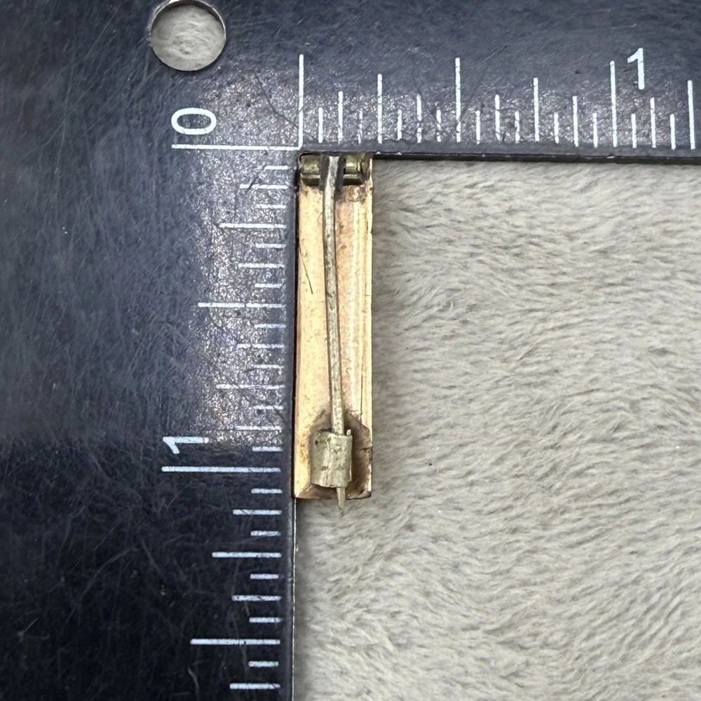 Vintage‎ Victorian Gold Filled Bar Brooch Black Enamel